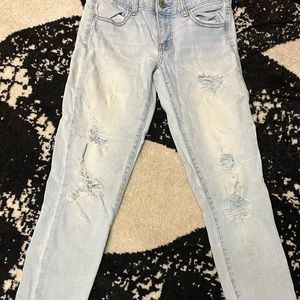 American eagle, ripped skinny jeans, size 4, faded